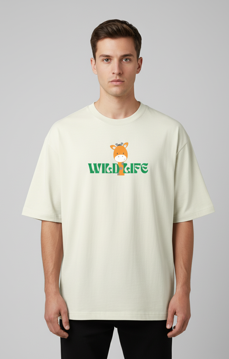 "WILD LIFE" Classic Oversized Graphic Printed T-shirt