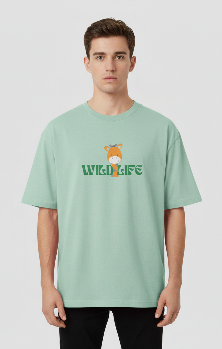 "WILD LIFE" Classic Oversized Graphic Printed T-shirt