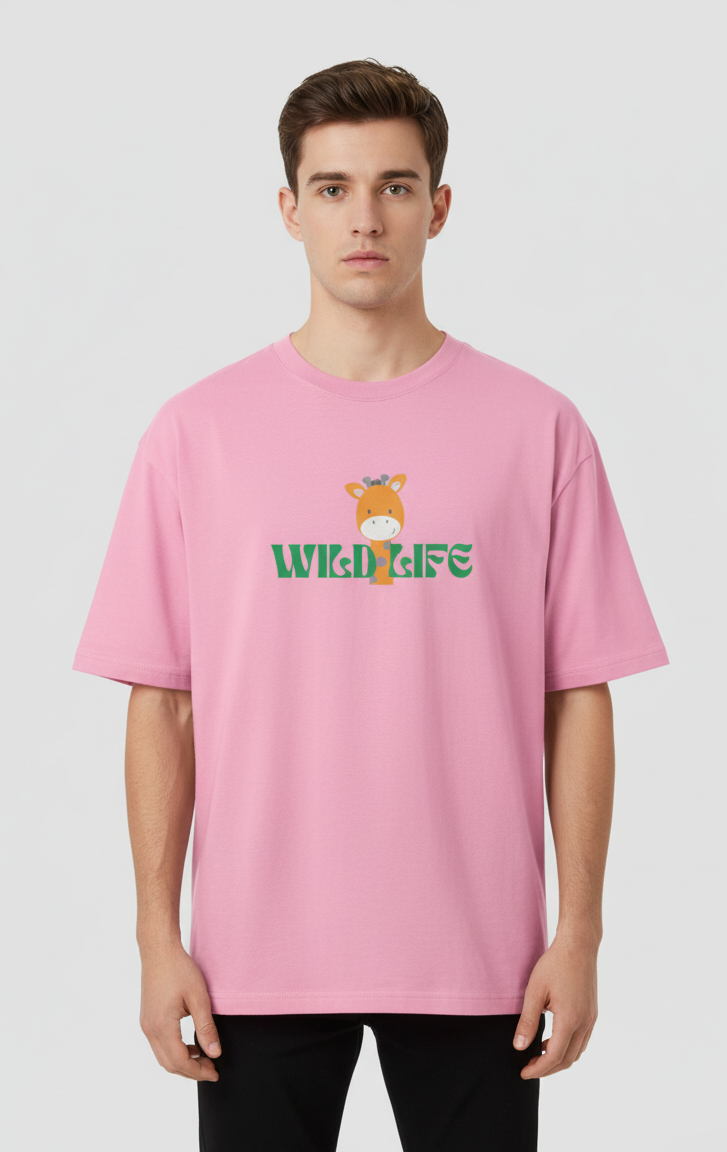 "WILD LIFE" Classic Oversized Graphic Printed T-shirt