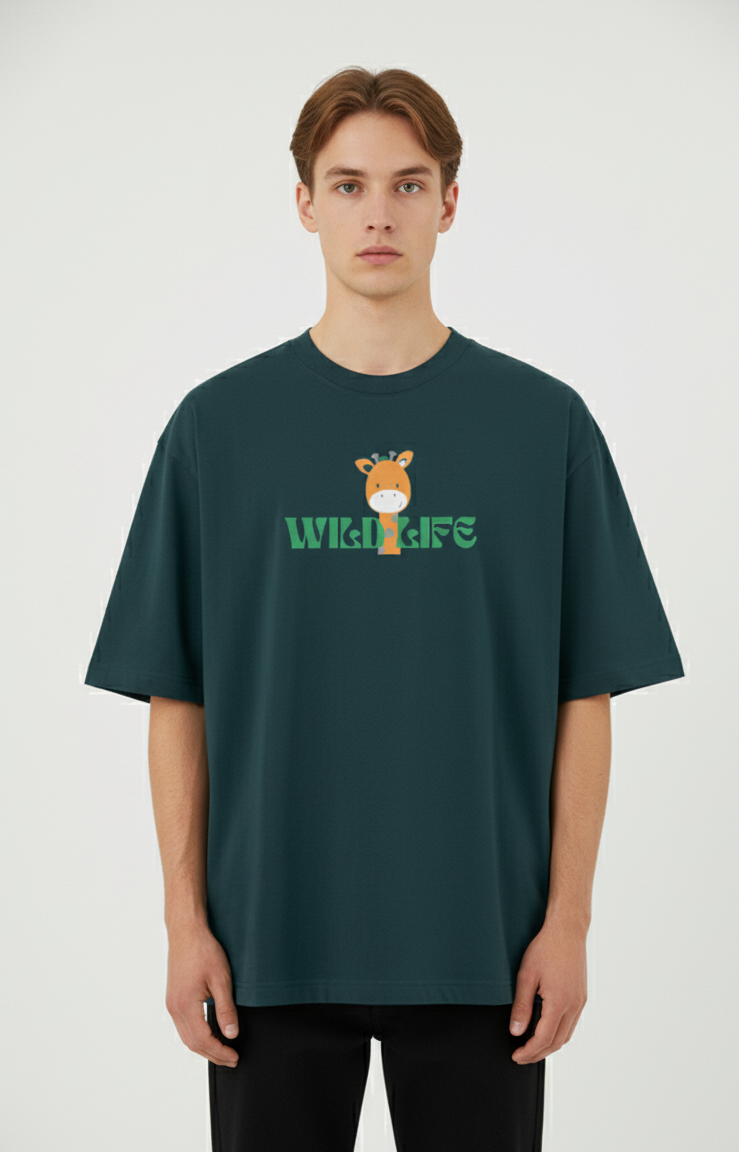 "WILD LIFE" Classic Oversized Graphic Printed T-shirt