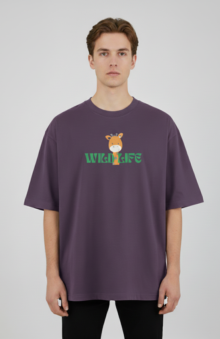 "WILD LIFE" Classic Oversized Graphic Printed T-shirt