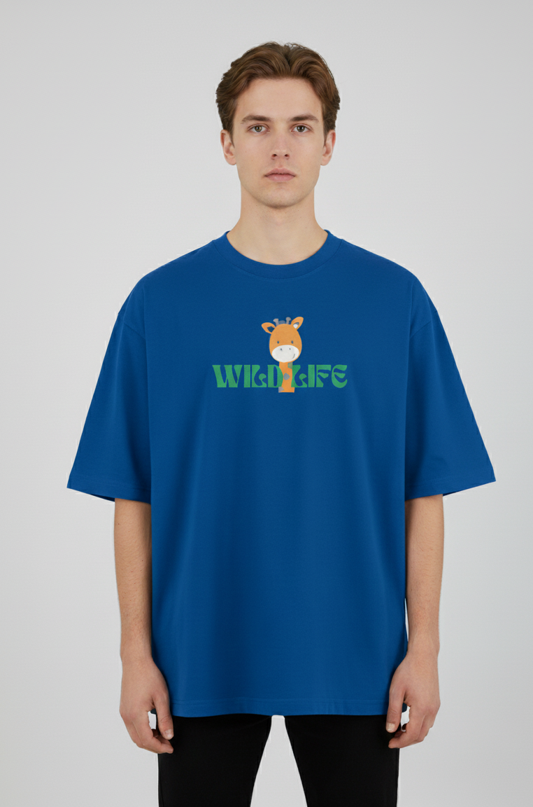 "WILD LIFE" Classic Oversized Graphic Printed T-shirt