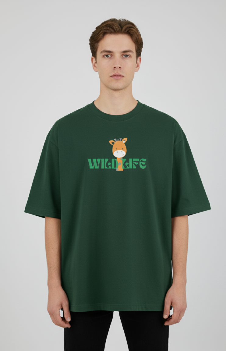 "WILD LIFE" Classic Oversized Graphic Printed T-shirt