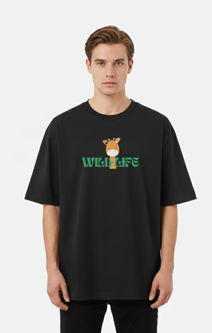 "WILD LIFE" Classic Oversized Graphic Printed T-shirt