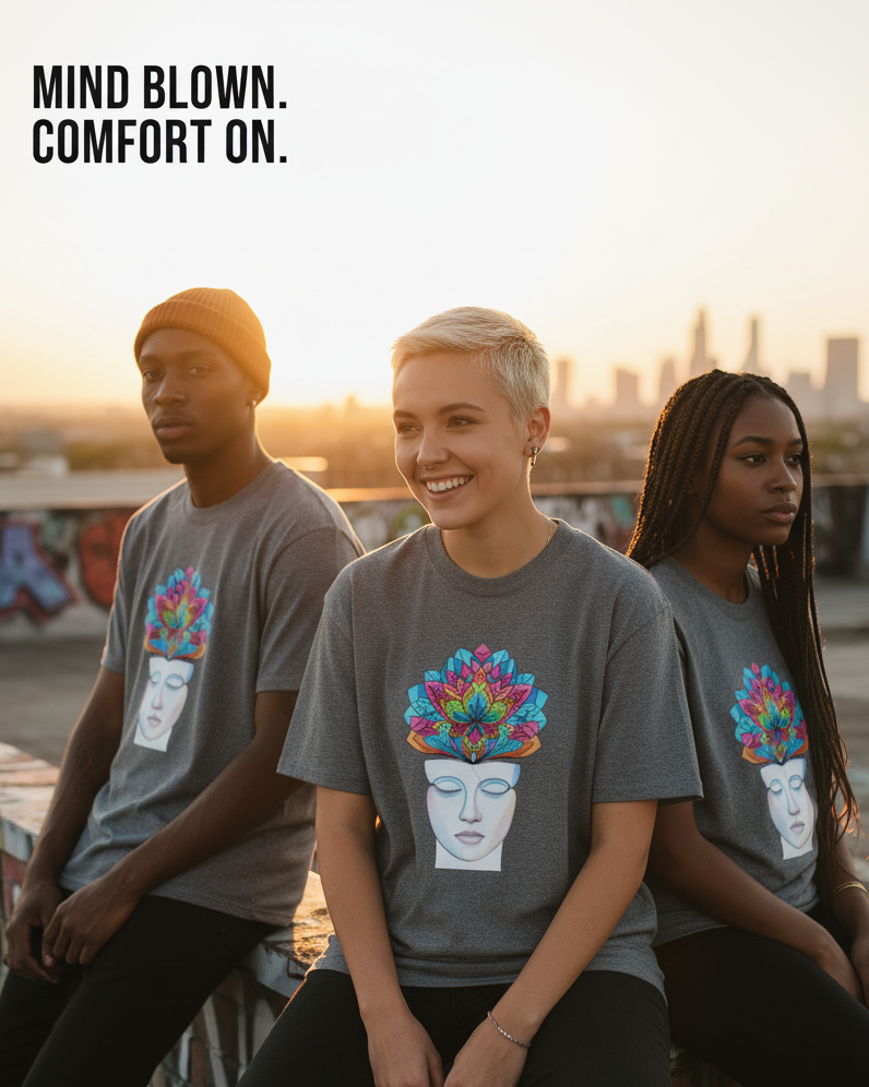 "MIND BLOOM " Round Neck Classic Graphic Printed T-shirt