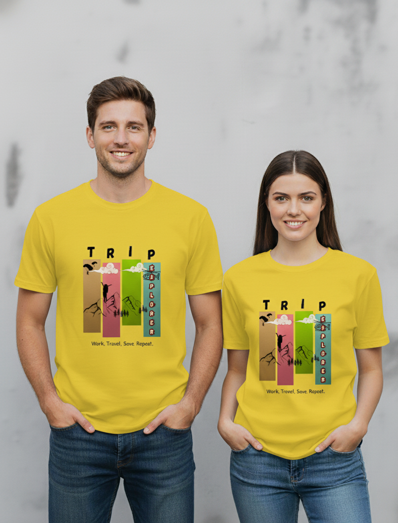 "TRAVEL" Round Neck Graphic Printed T-shirt