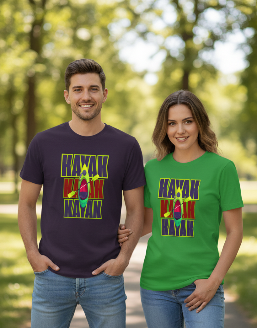 "KAYAK " Round Neck Graphic Printed T-shirt
