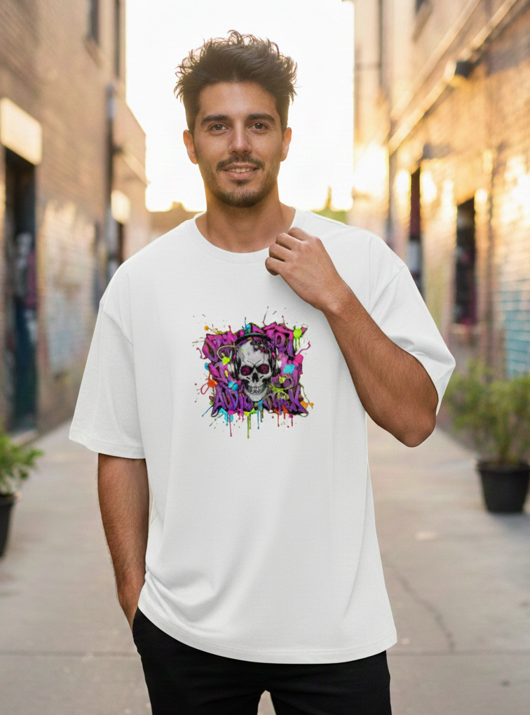 "SKELETON" Classic Oversized Graphic Printed T-shirt