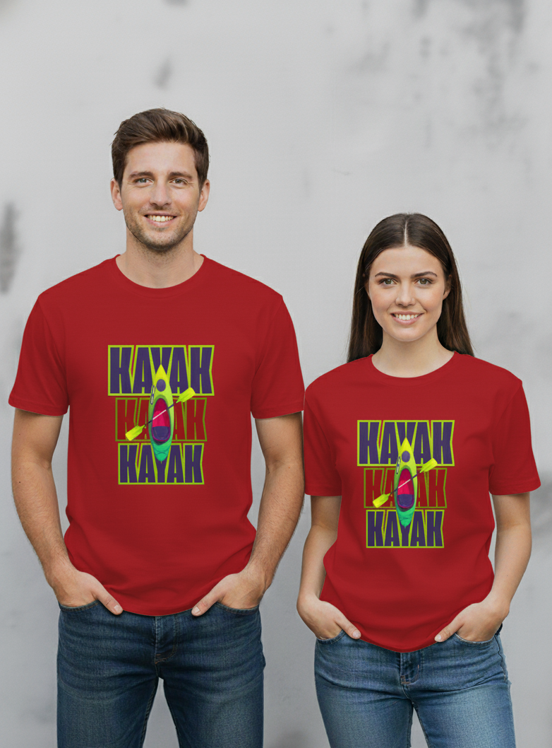 "KAYAK " Round Neck Graphic Printed T-shirt
