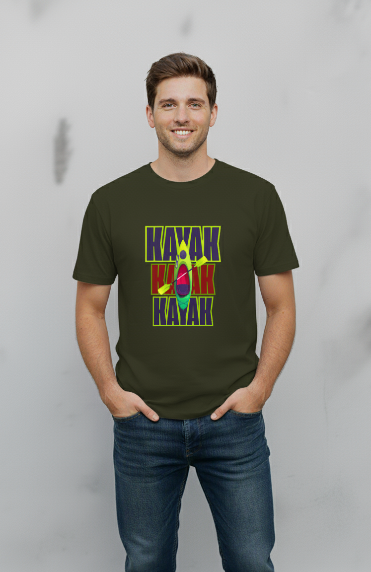 "KAYAK " Round Neck Graphic Printed T-shirt