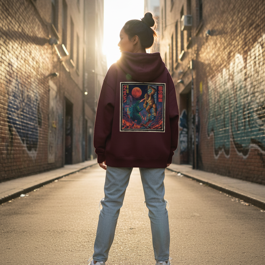 "TITAN CLASH" Oversized Graphic Printed Hoodies