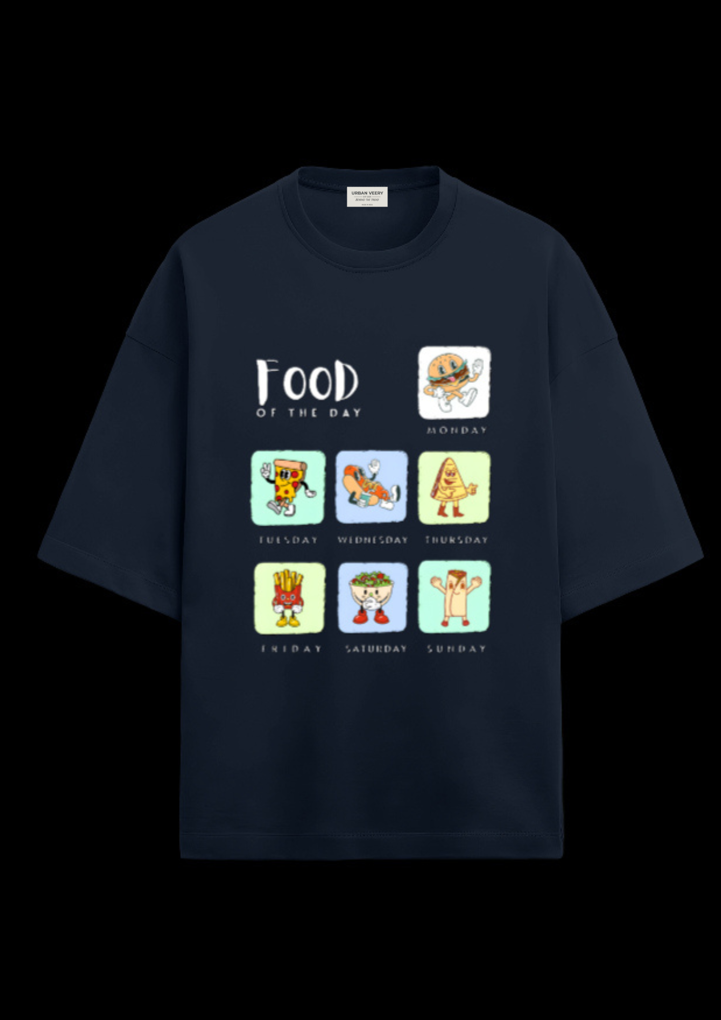 "FOOD OF THE DAY" Terry Oversized  Graphic Printed T-shirt