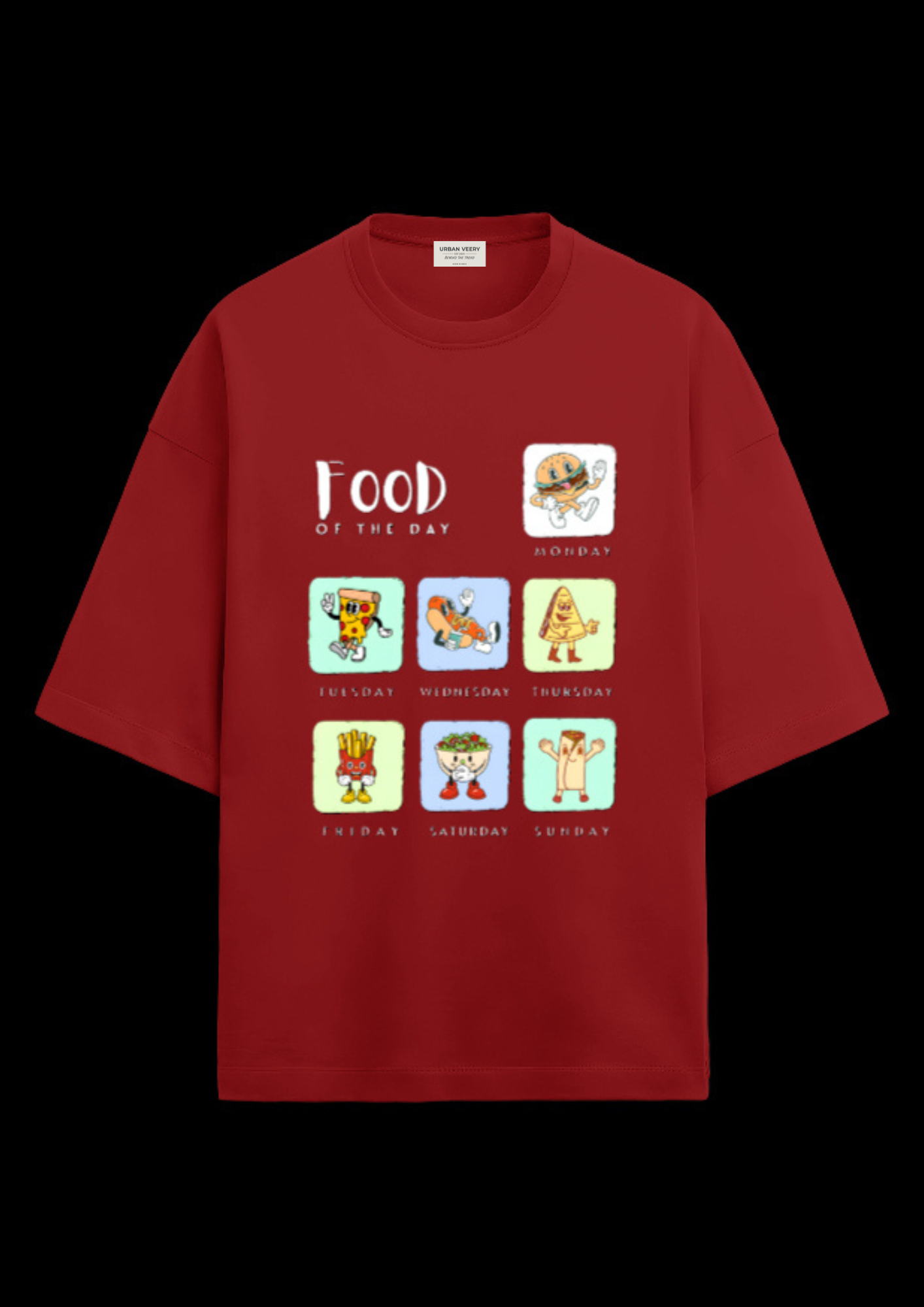 "FOOD OF THE DAY" Terry Oversized  Graphic Printed T-shirt