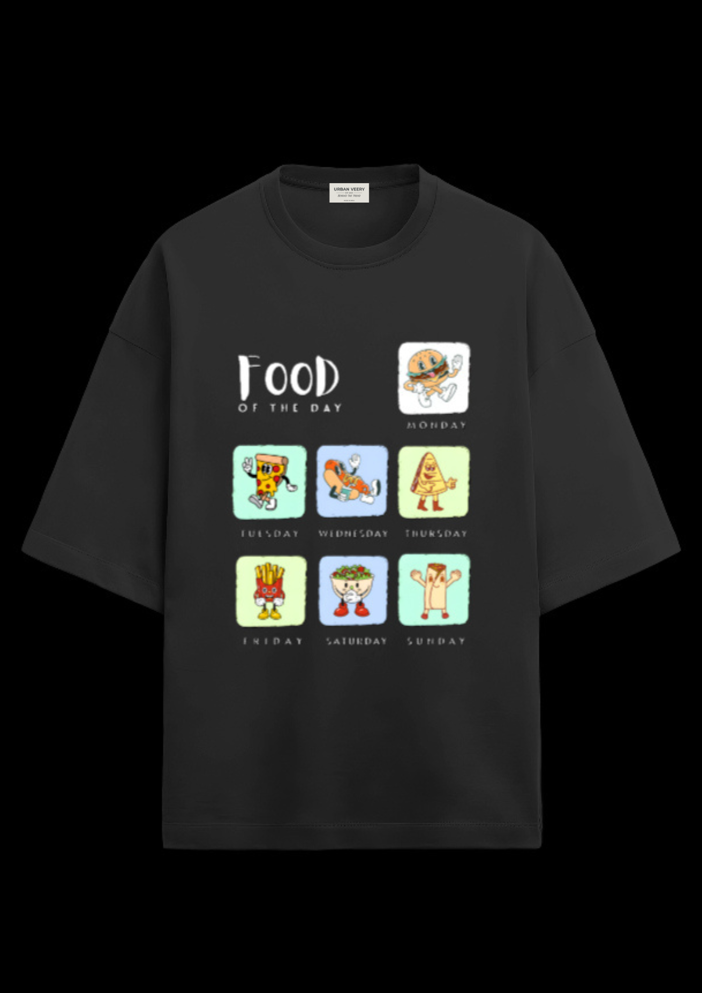 "FOOD OF THE DAY" Terry Oversized  Graphic Printed T-shirt