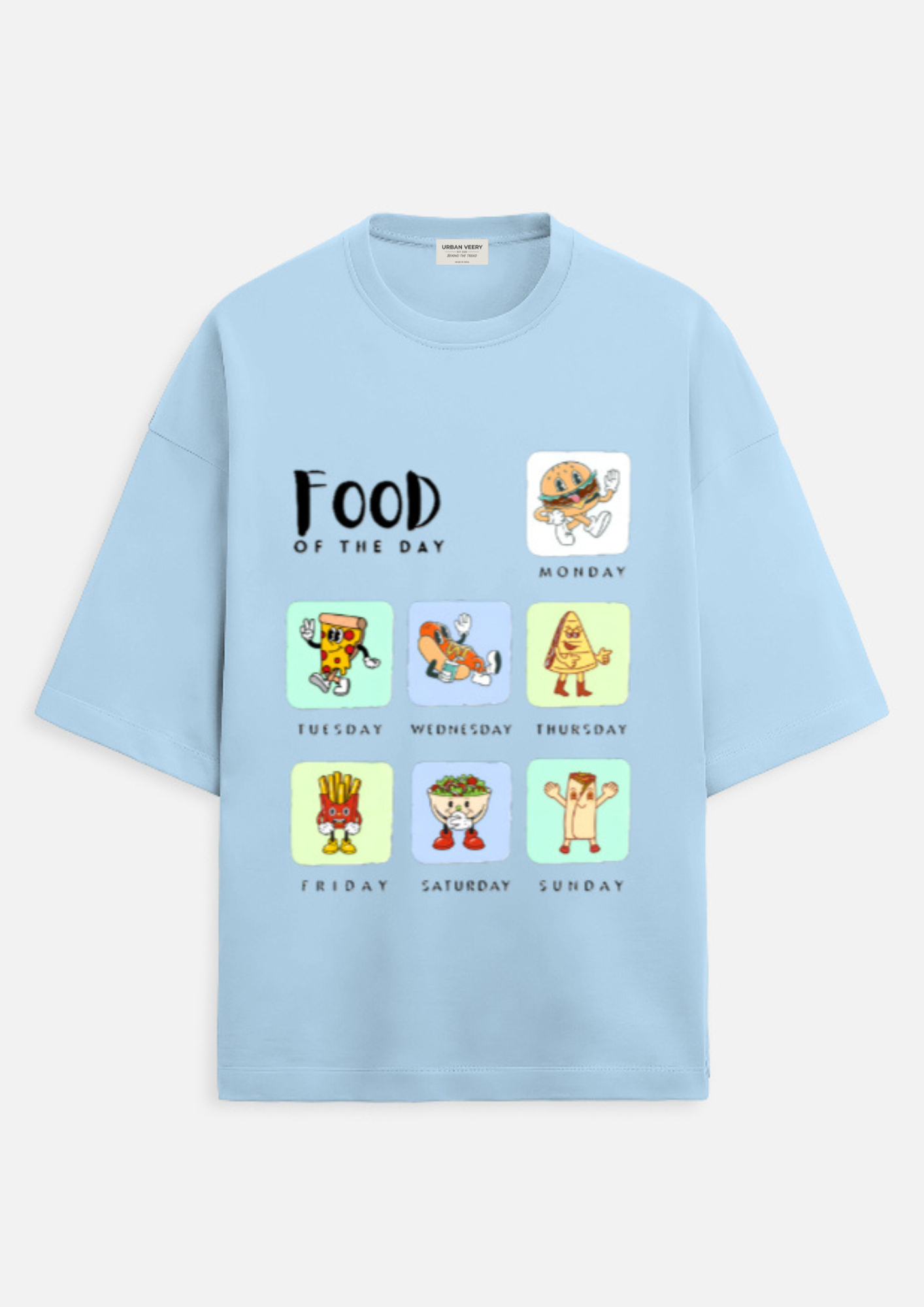 "FOOD OF THE DAY" Terry Oversized  Graphic Printed T-shirt