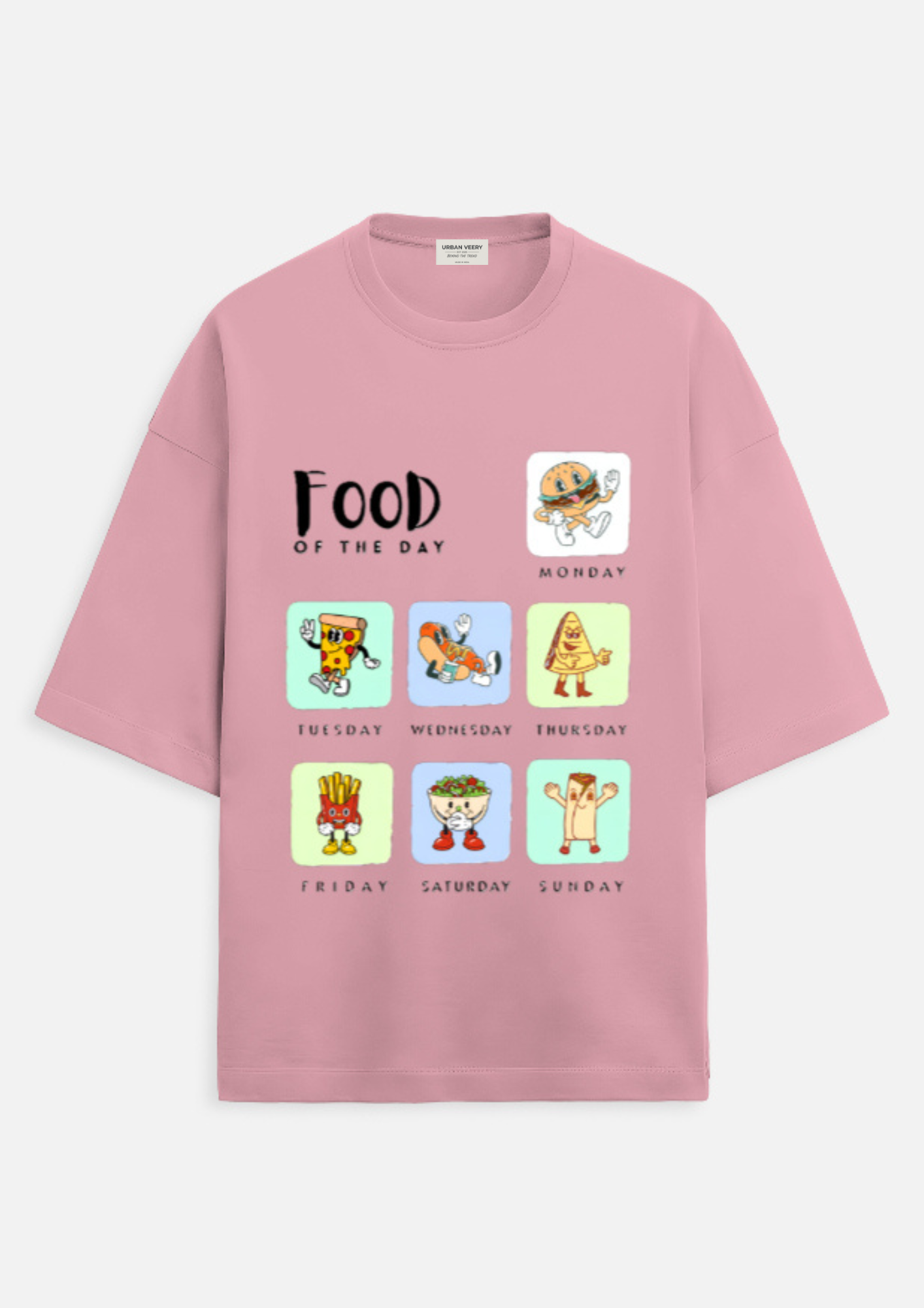 "FOOD OF THE DAY" Terry Oversized  Graphic Printed T-shirt