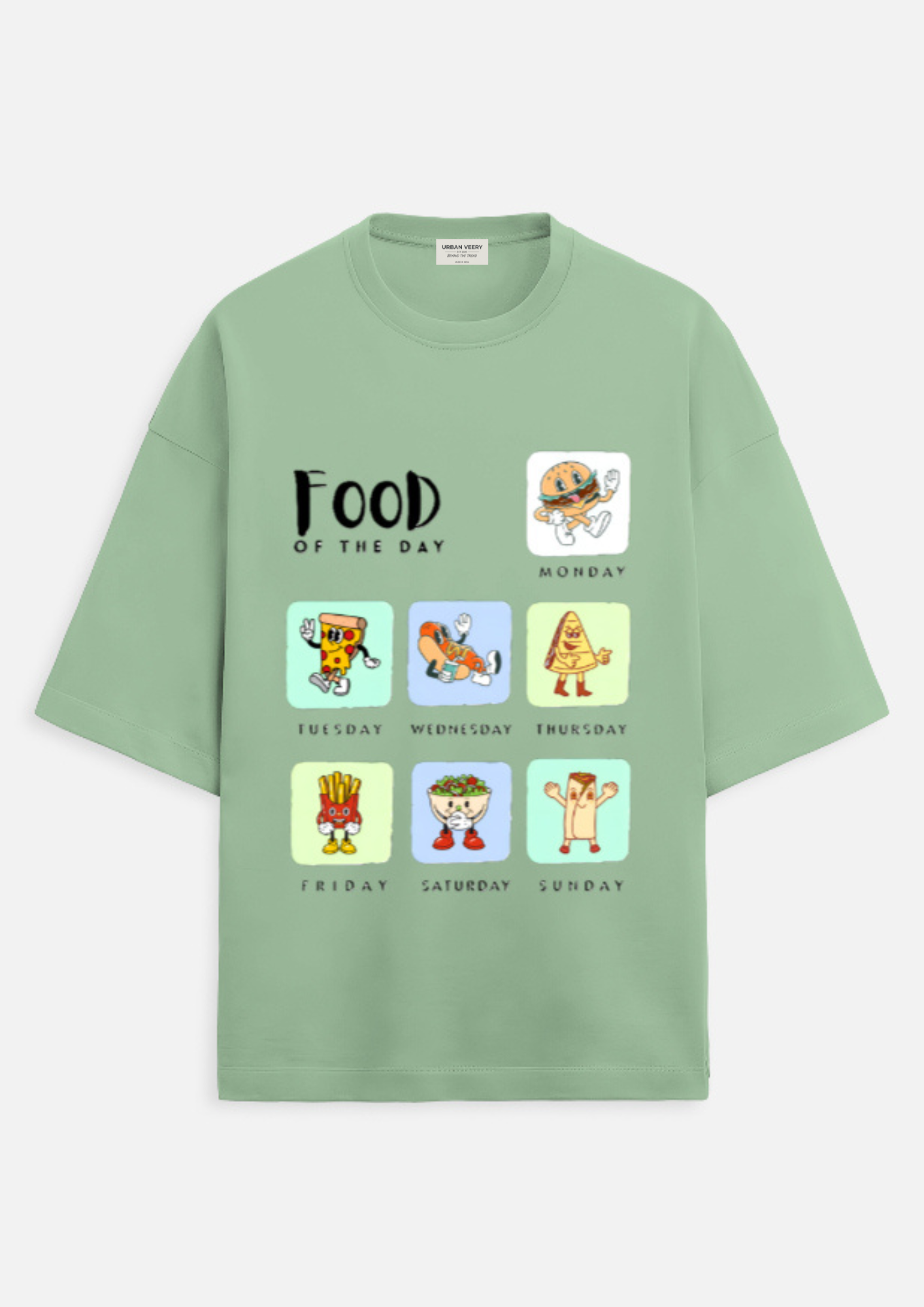 "FOOD OF THE DAY" Terry Oversized  Graphic Printed T-shirt