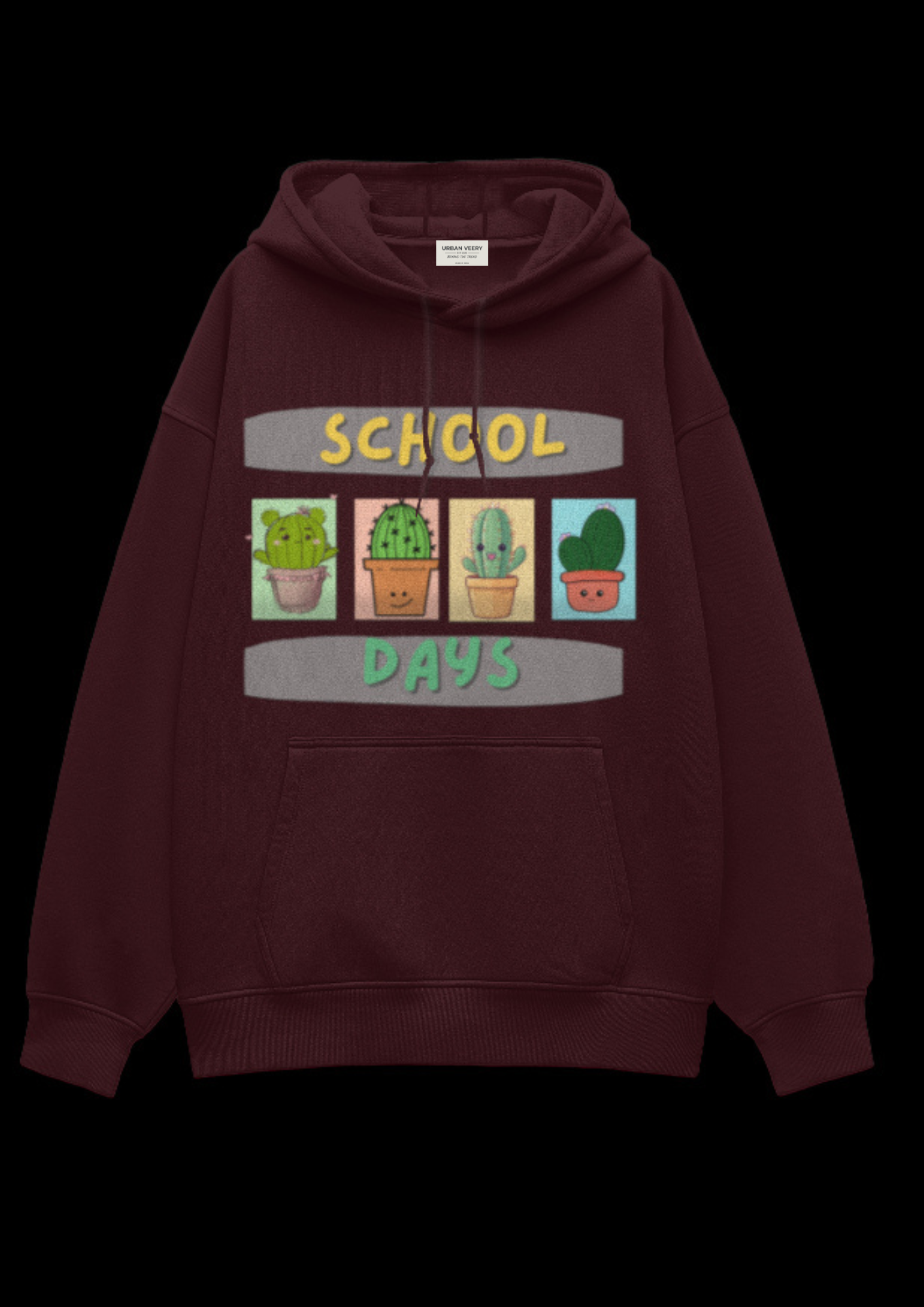 "SCHOOL DAYS"  Oversized Graphic Printed Hoodies