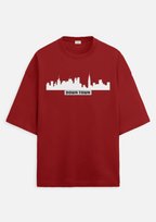"DOWN TOWN " Terry Oversized Graphic Printed T-shirt