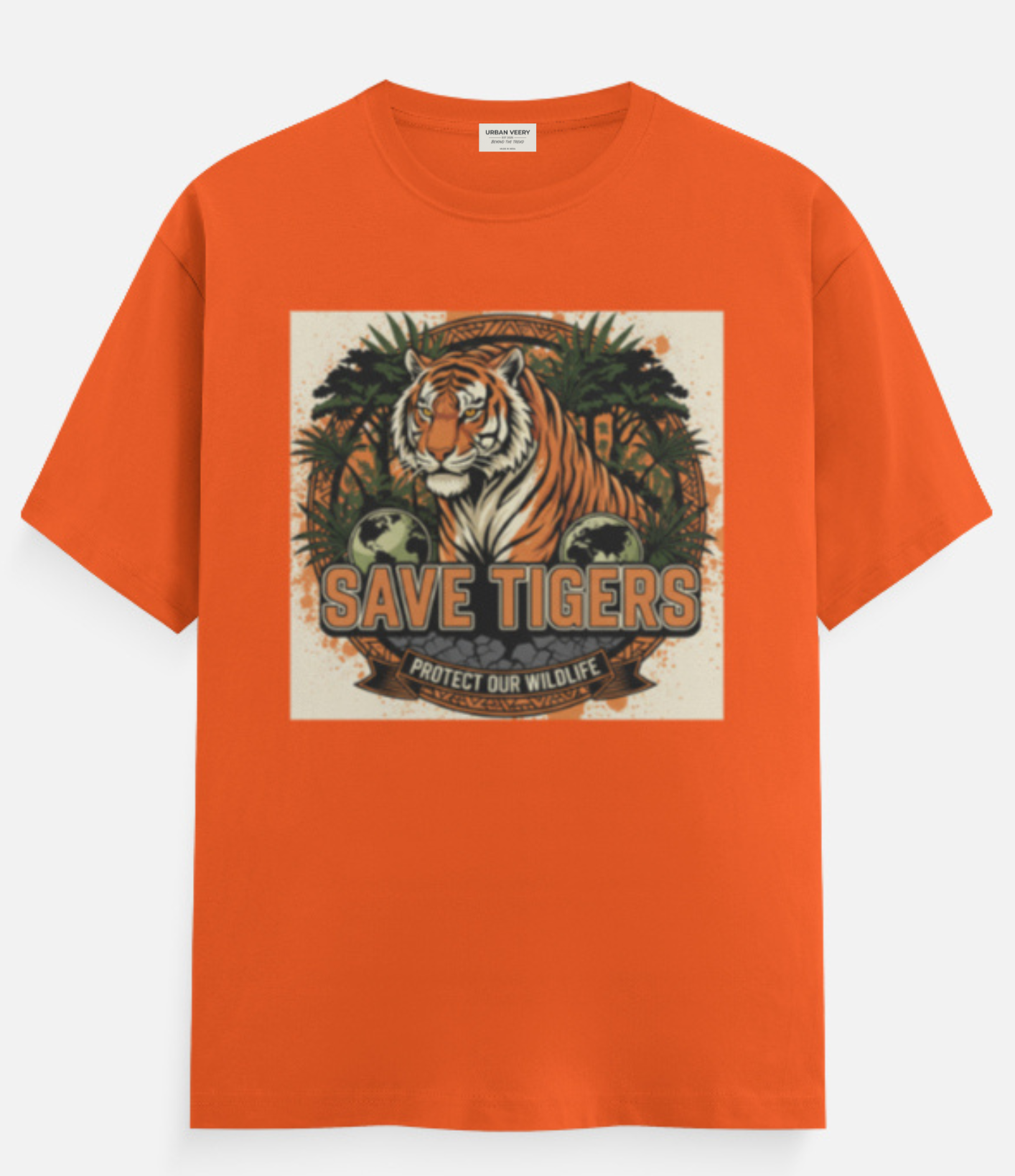 "SAVE THE TIGER "  Round Neck Graphic Printed T-shirt