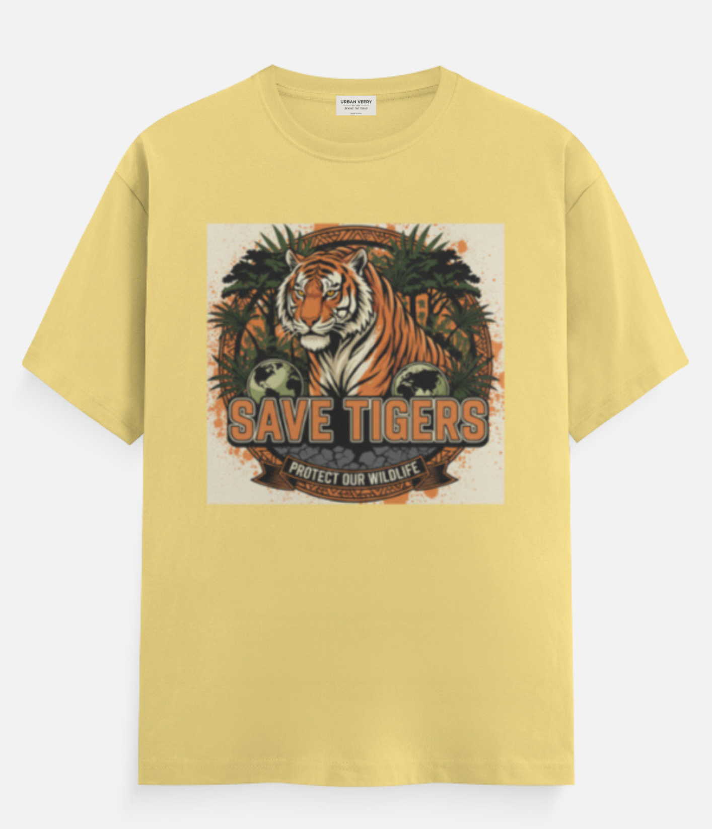 "SAVE THE TIGER "  Round Neck Graphic Printed T-shirt
