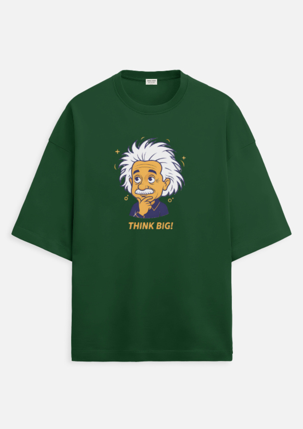 "THINK BIG " Terry Oversized Graphic Printed T-shirt