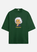 "THINK BIG " Terry Oversized Graphic Printed T-shirt