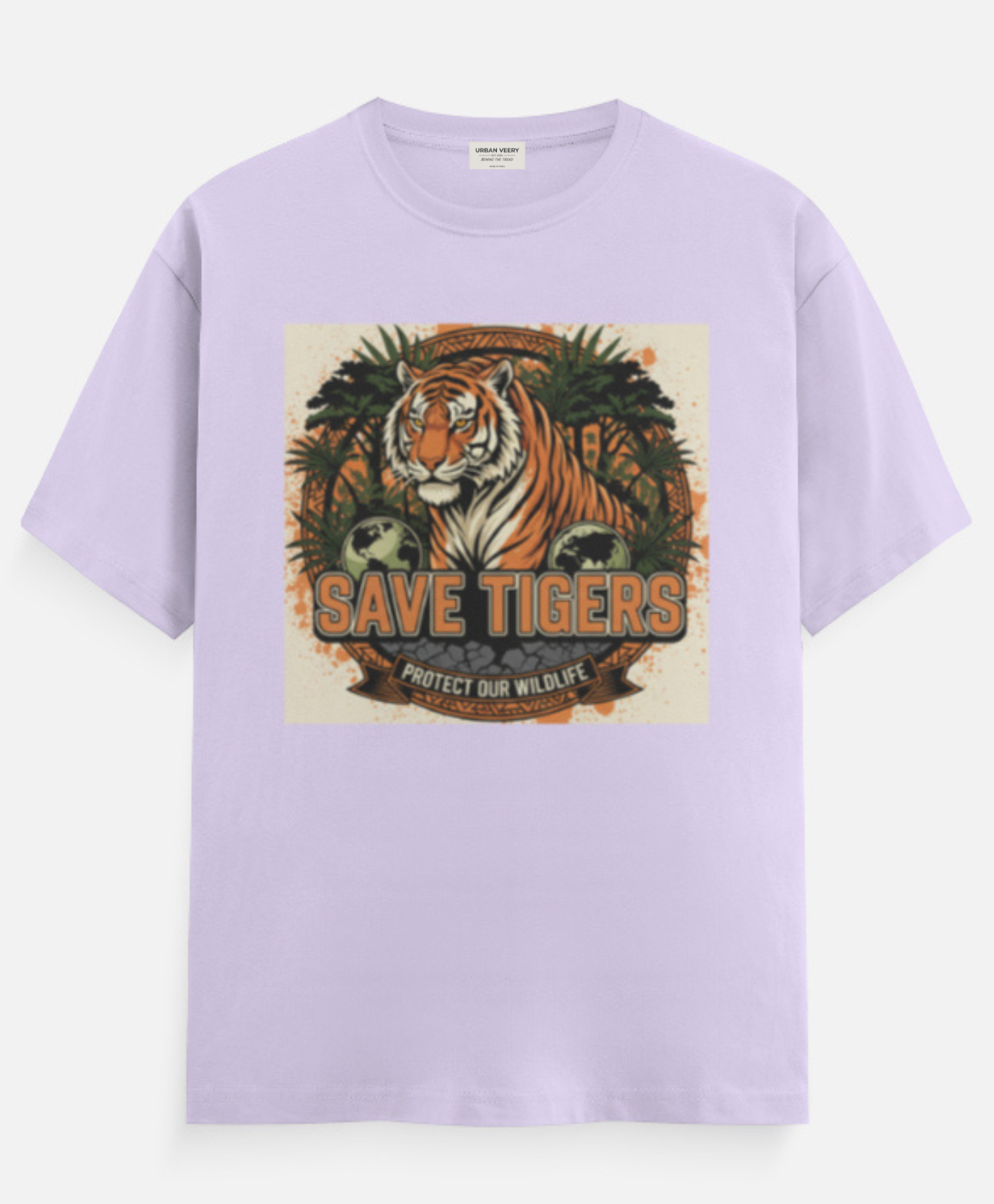 "SAVE THE TIGER "  Round Neck Graphic Printed T-shirt