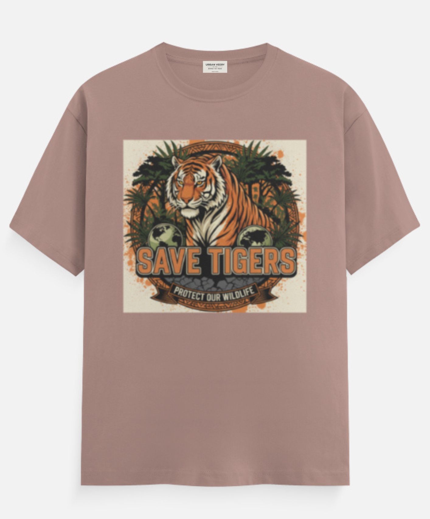 "SAVE THE TIGER "  Round Neck Graphic Printed T-shirt