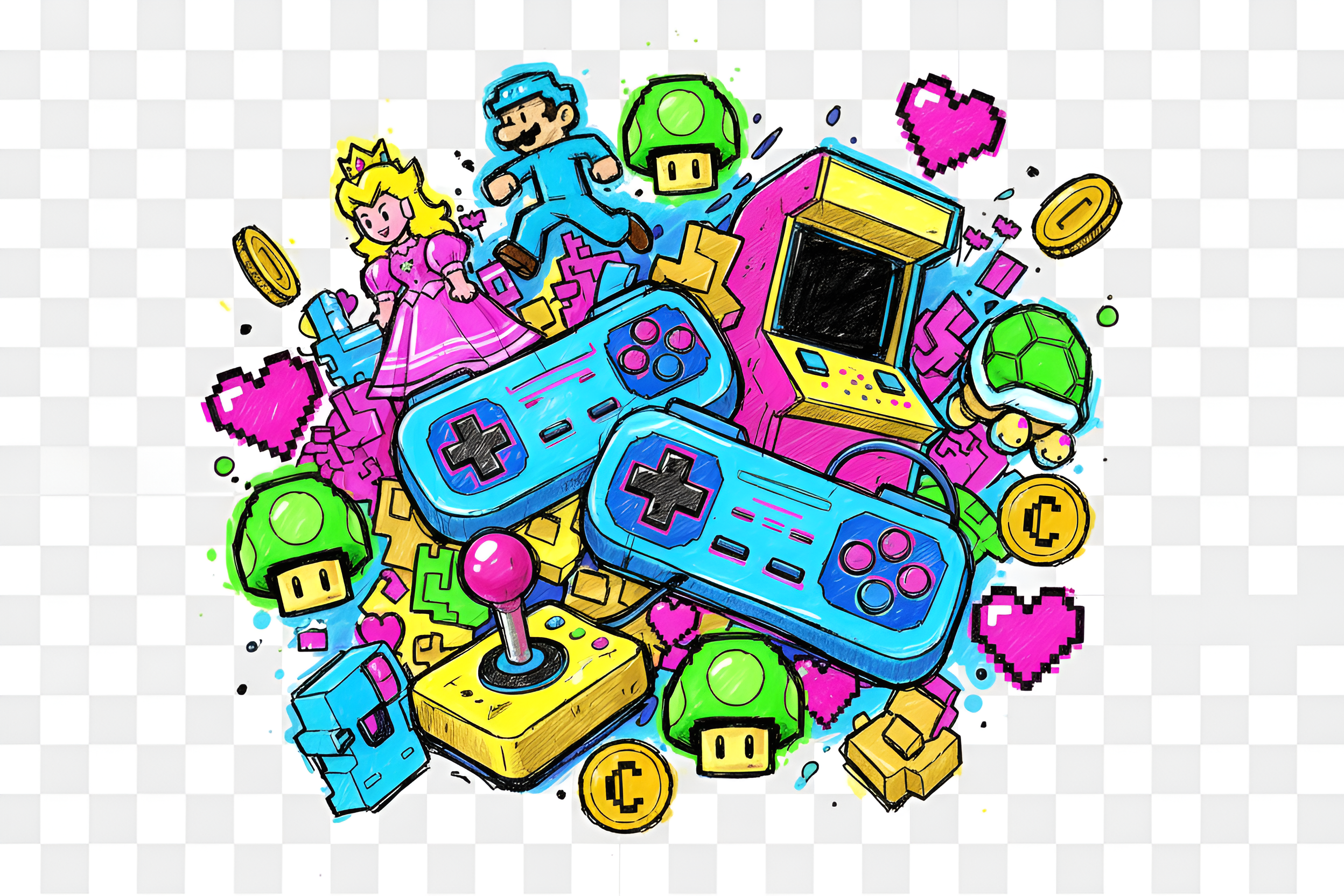 "RETRO GAME " Round Neck Graphic Printed T-shirt