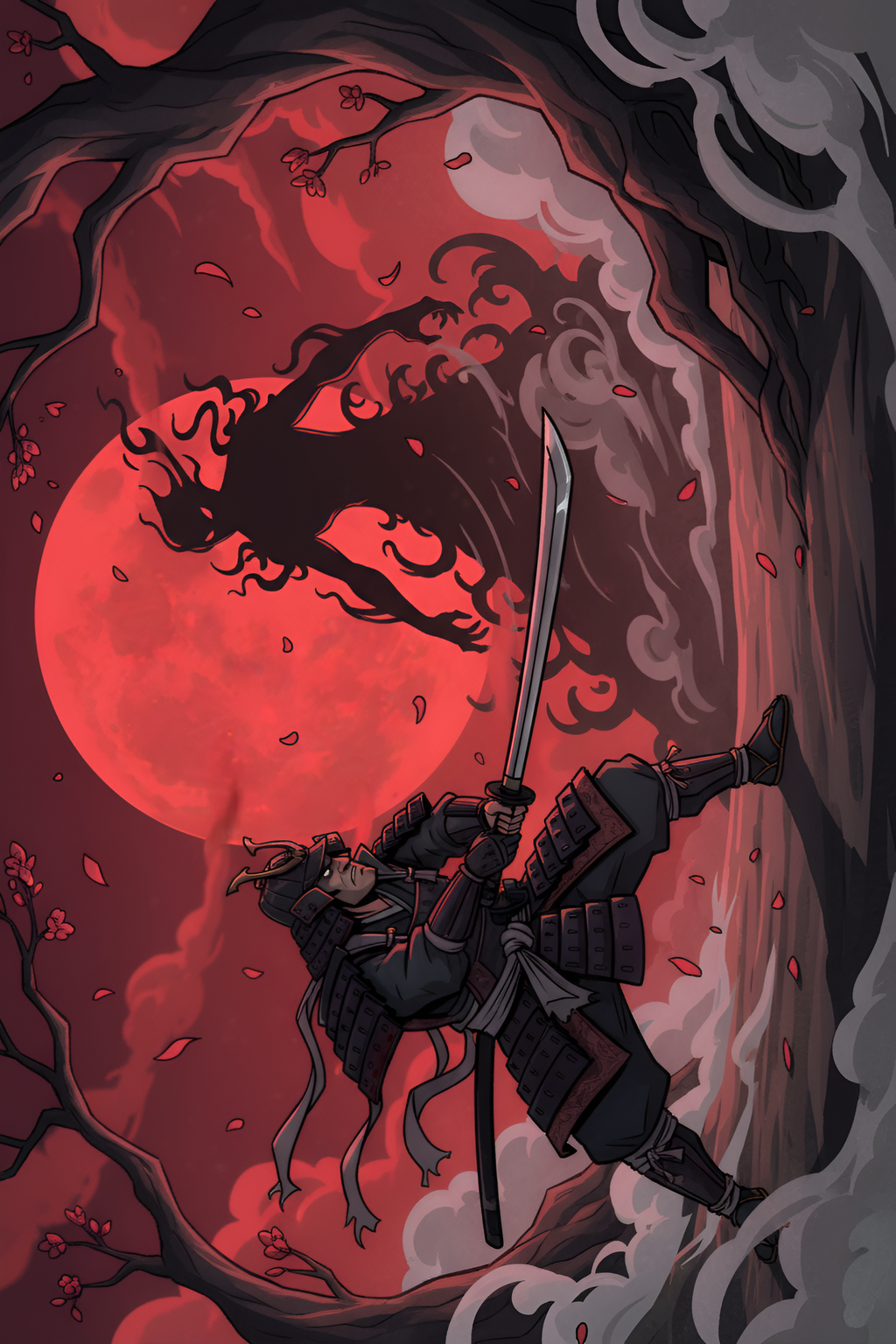 "SHAMURAI FIGHT"  Oversized Graphic Printed Sweatshirt