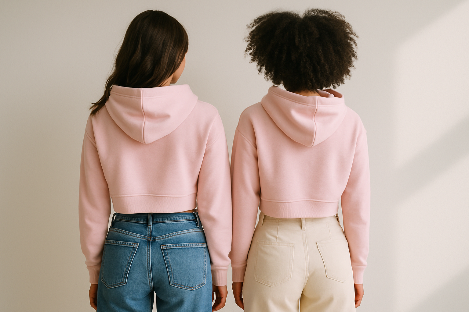 Crop hoodie : LIGHT BABY PINK