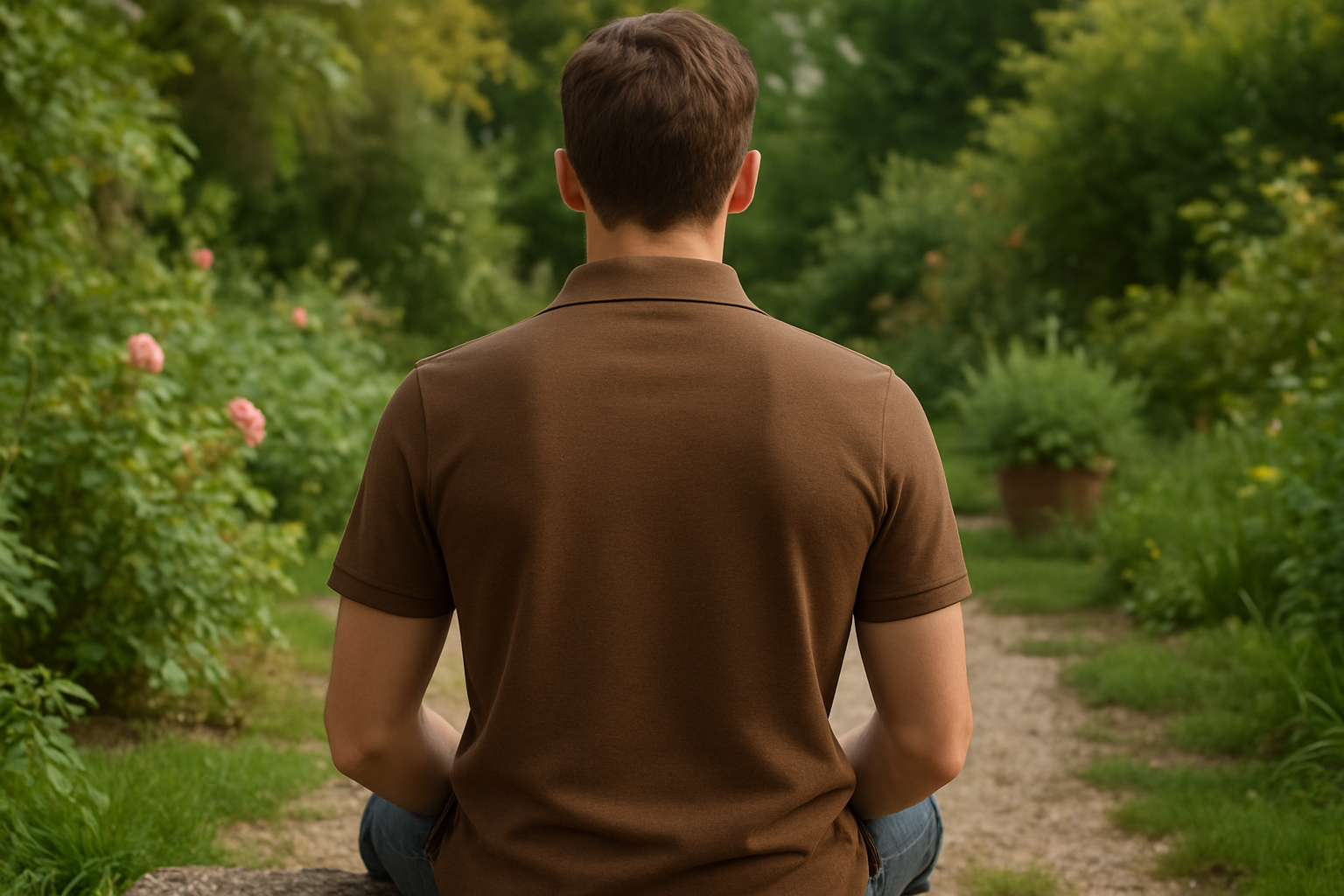 Classic Polo collar tee : COFFEE BROWN