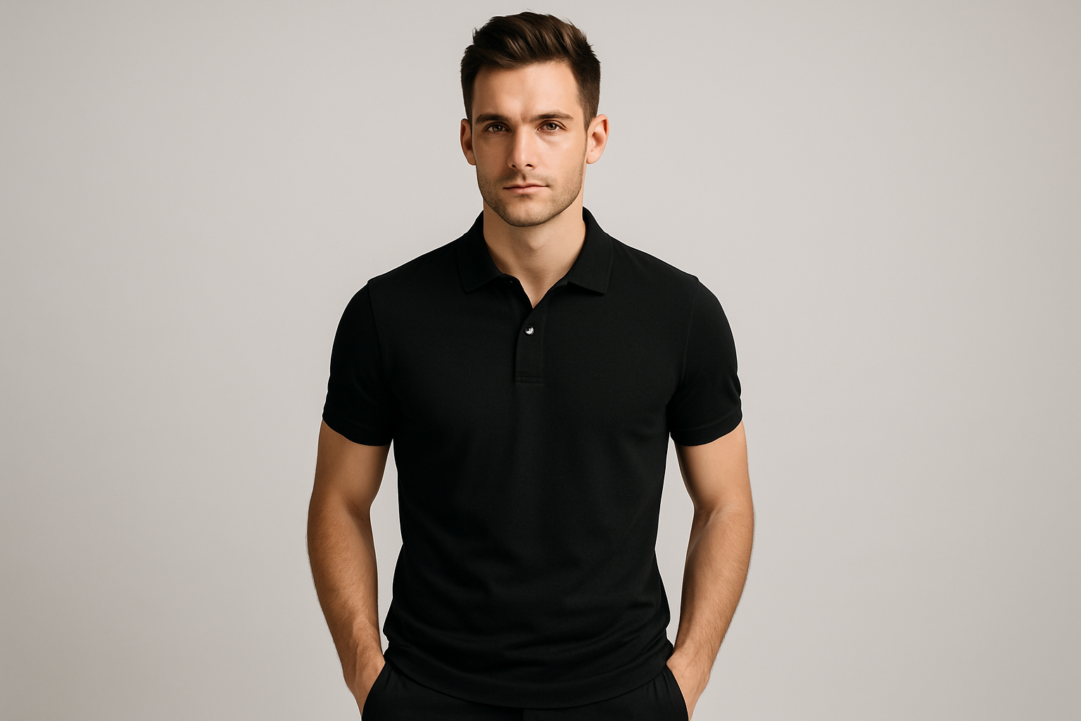 Classic Polo collar tee: BLACK