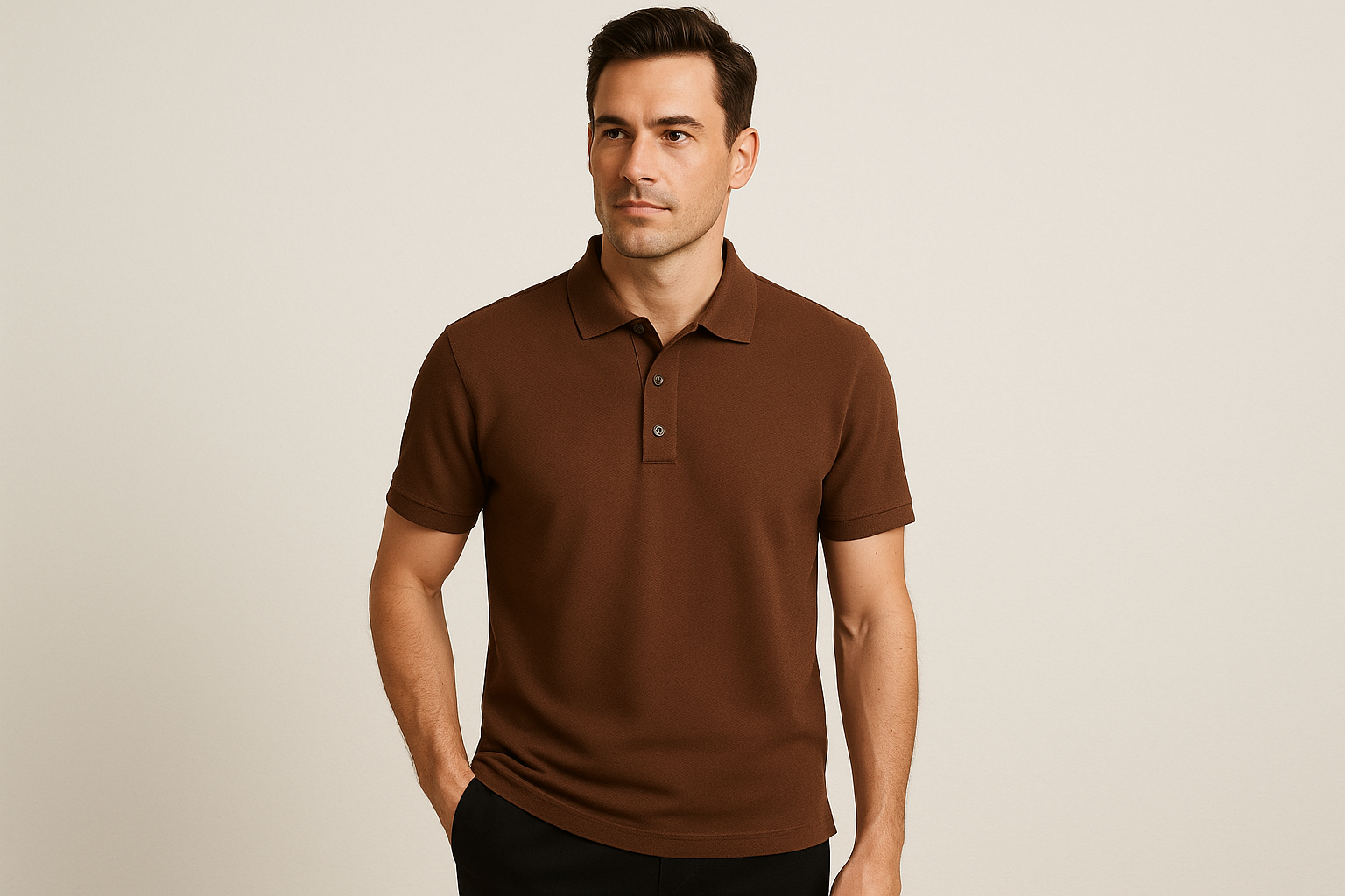 Classic Polo collar tee : COFFEE BROWN