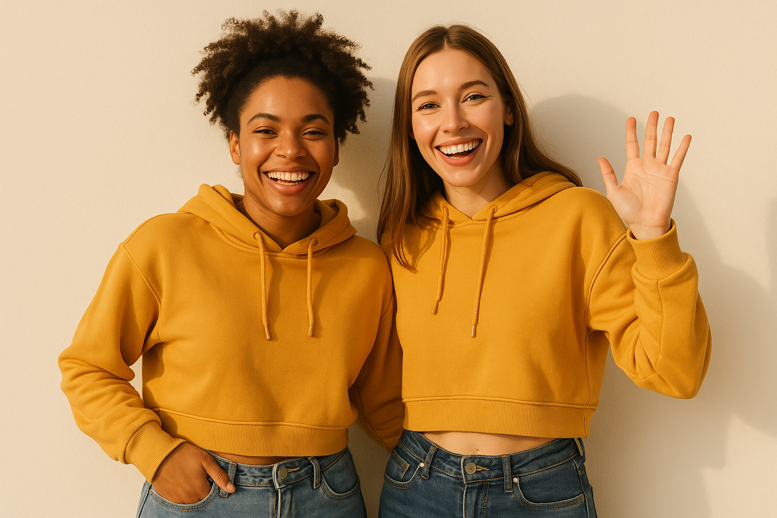 Crop hoodie :MUSTARD YELLOW