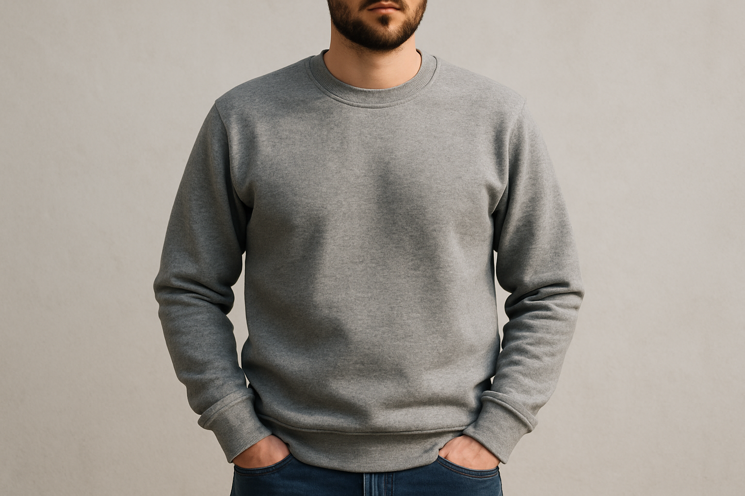 Heavy weight Sweatshirt :MELANGE GREY