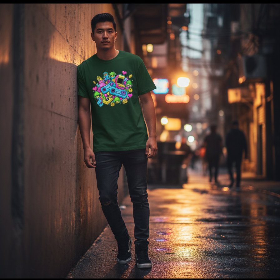 "RETRO GAME " Round Neck Graphic Printed T-shirt