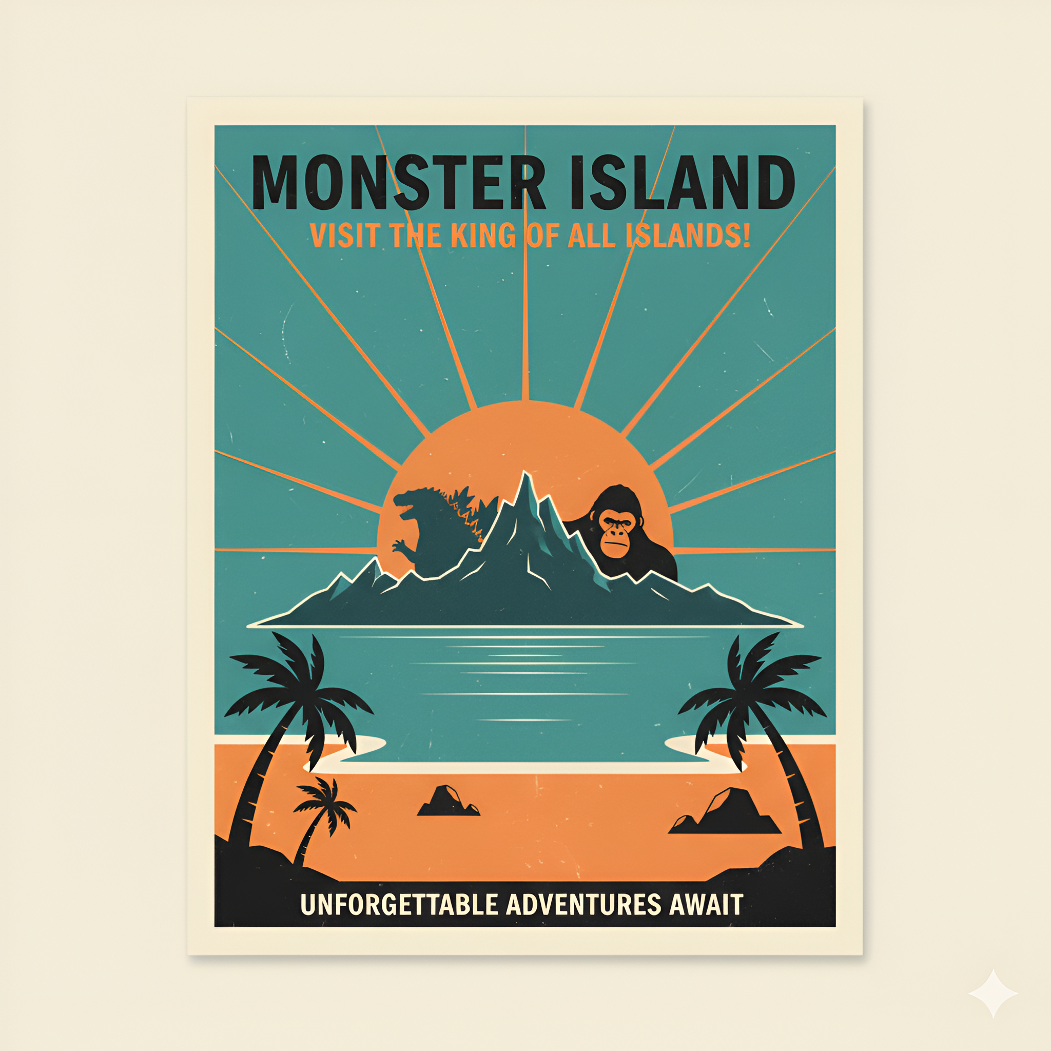 "MONSTER ISLAND " Terry Oversized Graphic Printed T-shirt