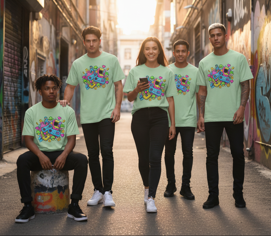 "RETRO GAME " Round Neck Graphic Printed T-shirt