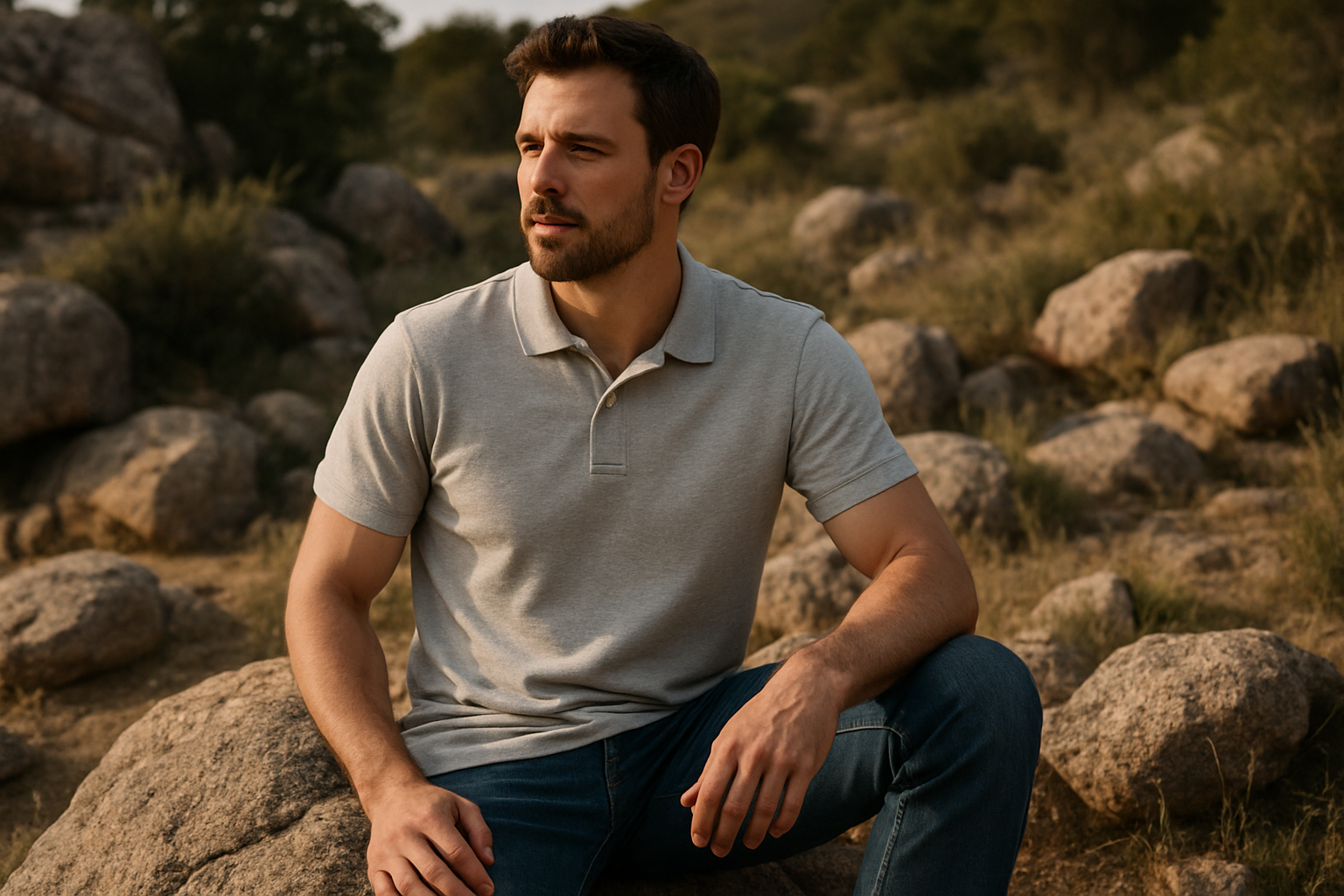 Classic Polo collar tee : GRAY