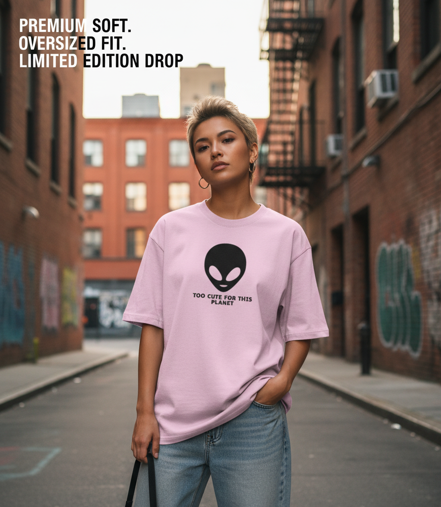 "ALIEN ATTACK" Classic Oversized Graphic Printed T-shirt