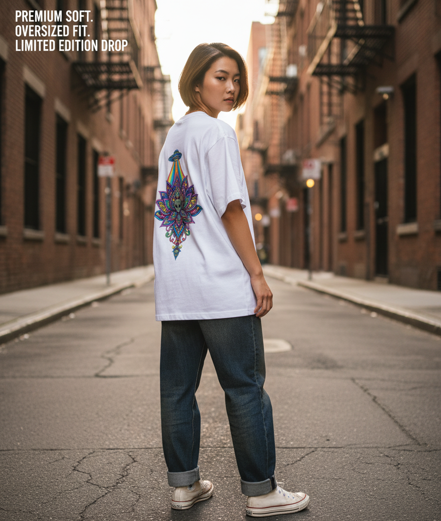"ALIEN ATTACK" Classic Oversized Graphic Printed T-shirt
