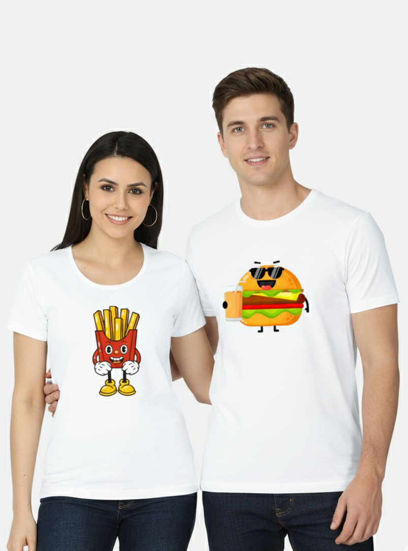 BURGER PRINTED COUPLE TEES : COMBO COLLECTION
