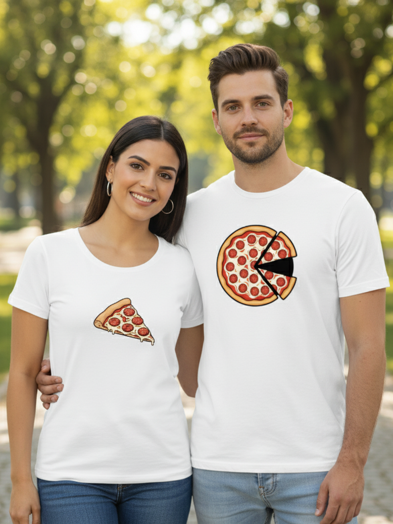 PIZZA PRINTED COUPLE TEES : COMBO COLLECTION
