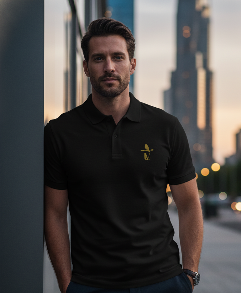 MEN SOLID POLO NECK T-SHIRT