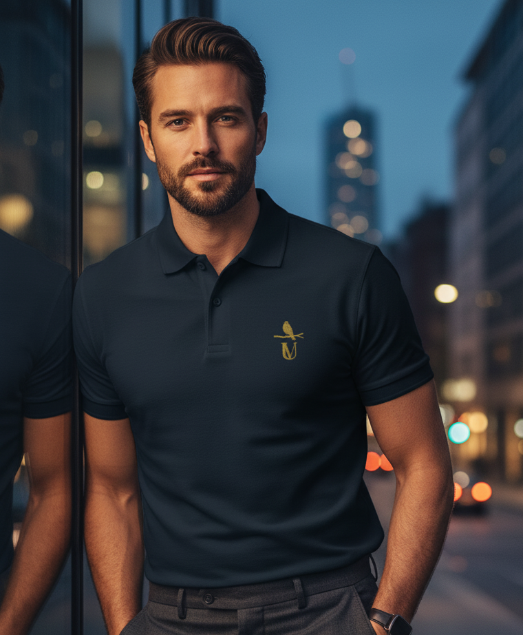 MEN SOLID POLO NECK T-SHIRT