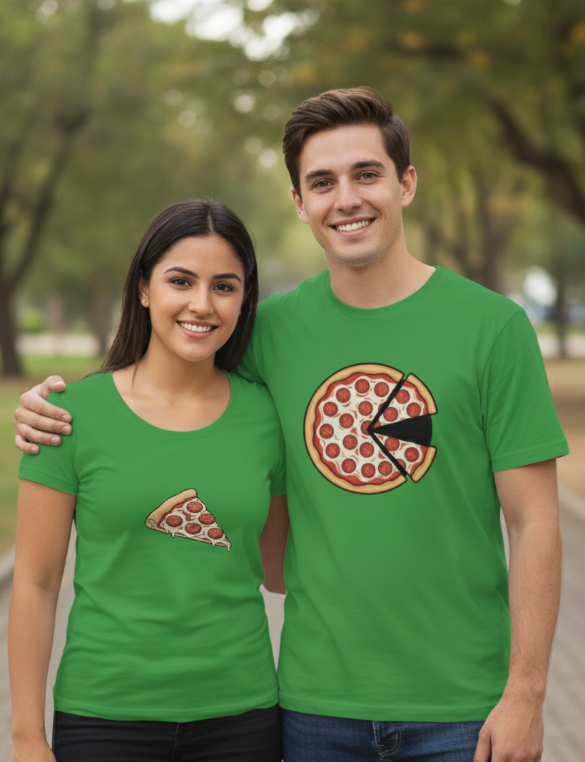 PIZZA PRINTED COUPLE TEES : COMBO COLLECTION