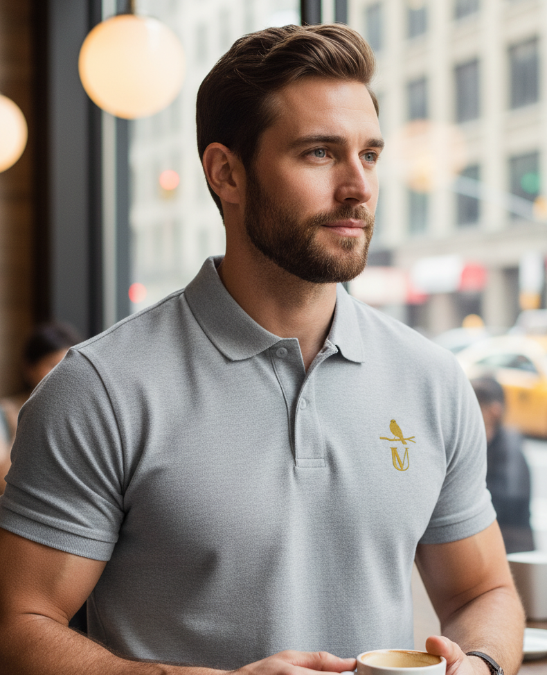 MEN SOLID POLO NECK T-SHIRT