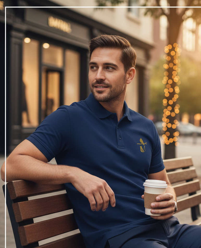 MEN SOLID POLO NECK T-SHIRT